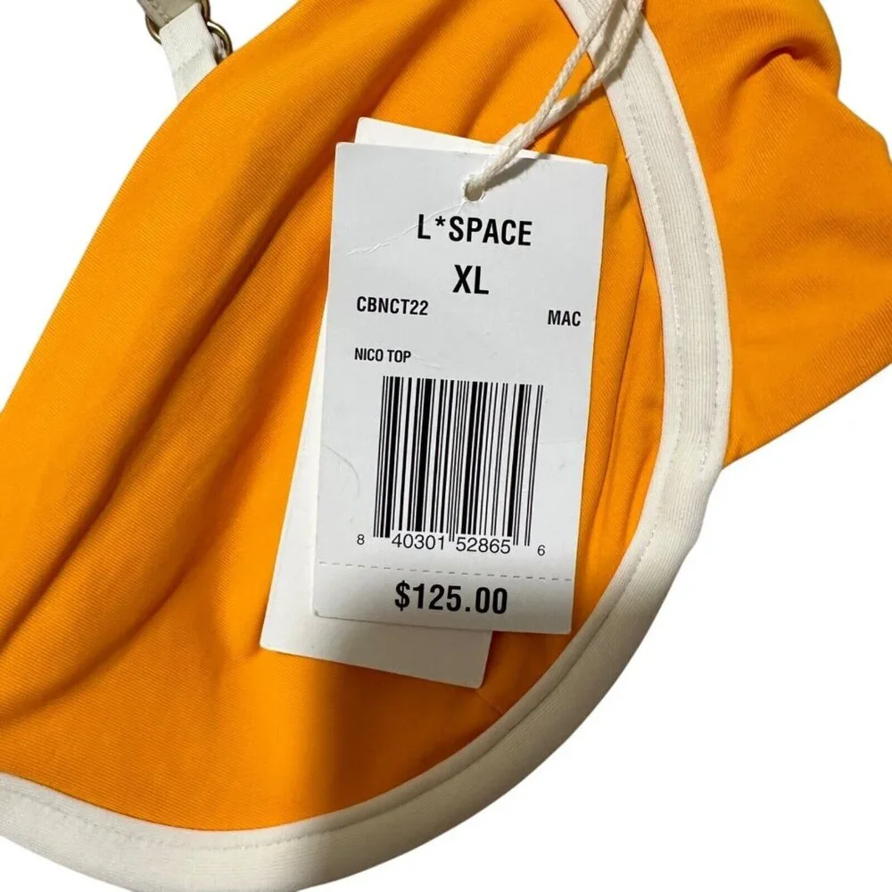 L*Space Womens Size XL Nico Bikini Top Mango Cream‎ Orange White Underwire NEW